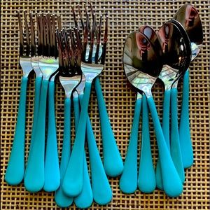 World Market Blue Handled Flatware